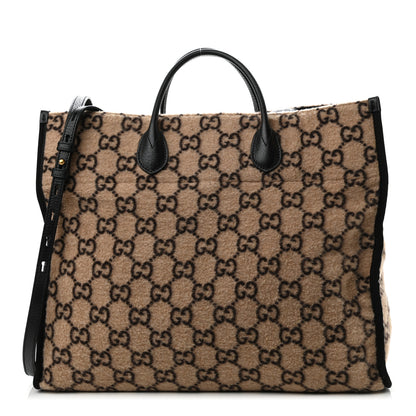 Gucci Covered Wool GG Monogram Large Tote Bag Beige Ebony 1 of 12