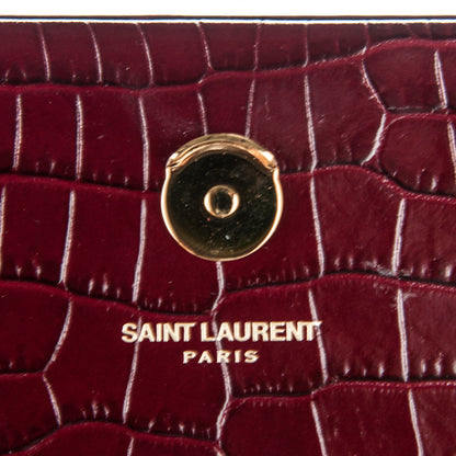 Saint Laurent Calfskin Crocodile Embossed Medium Classic Monogram Kate Tassel Satchel Dark Red 6 of 6