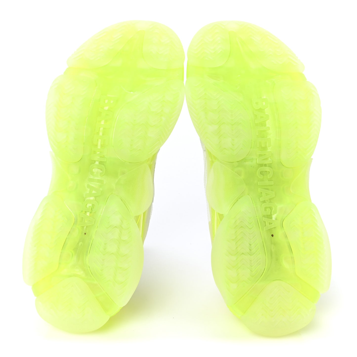 Fabric Mesh Clear Sole Fluo Womens Triple S Sneakers 38 White Fluo Yellow