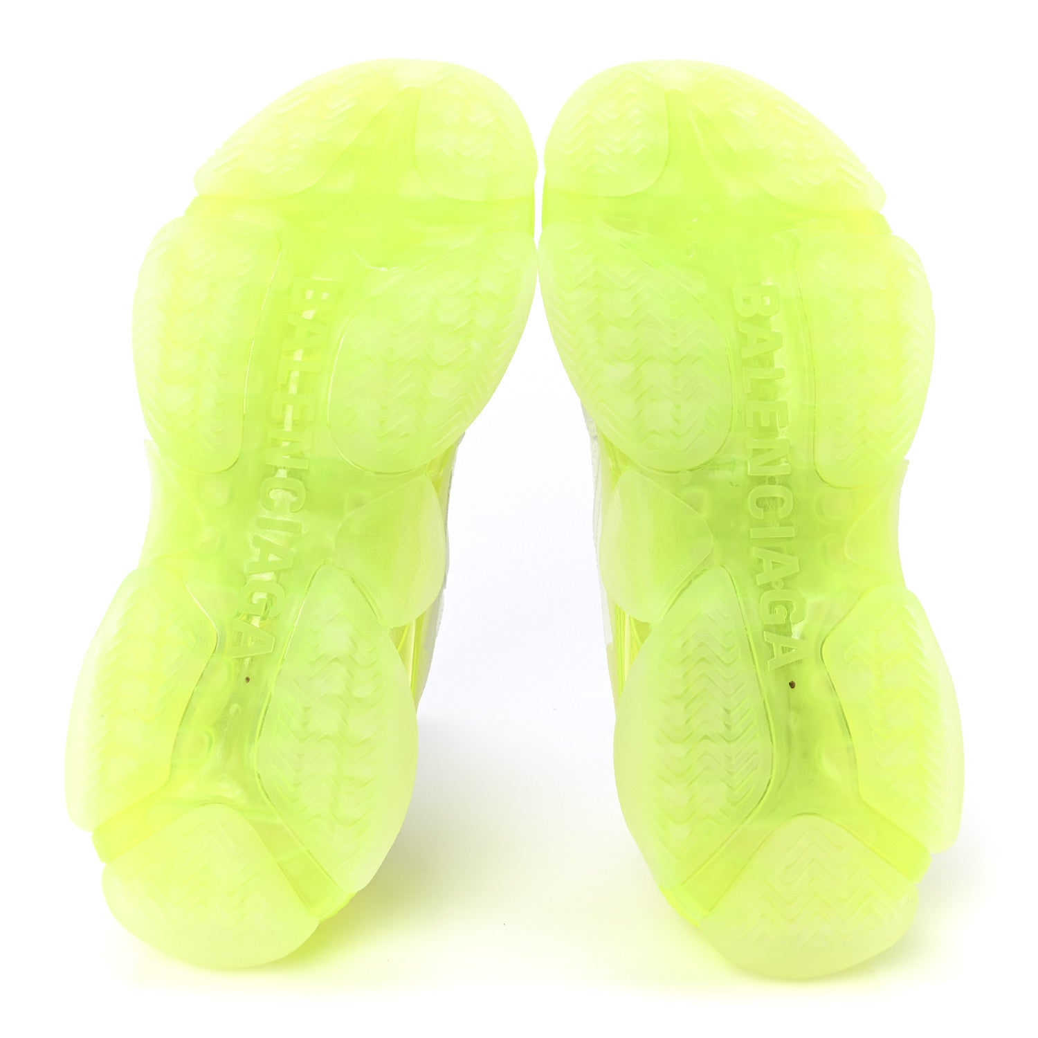 Balenciaga Fabric Mesh Clear Sole Fluo Womens Triple S Sneakers 38 White Fluo Yellow 6 of 8