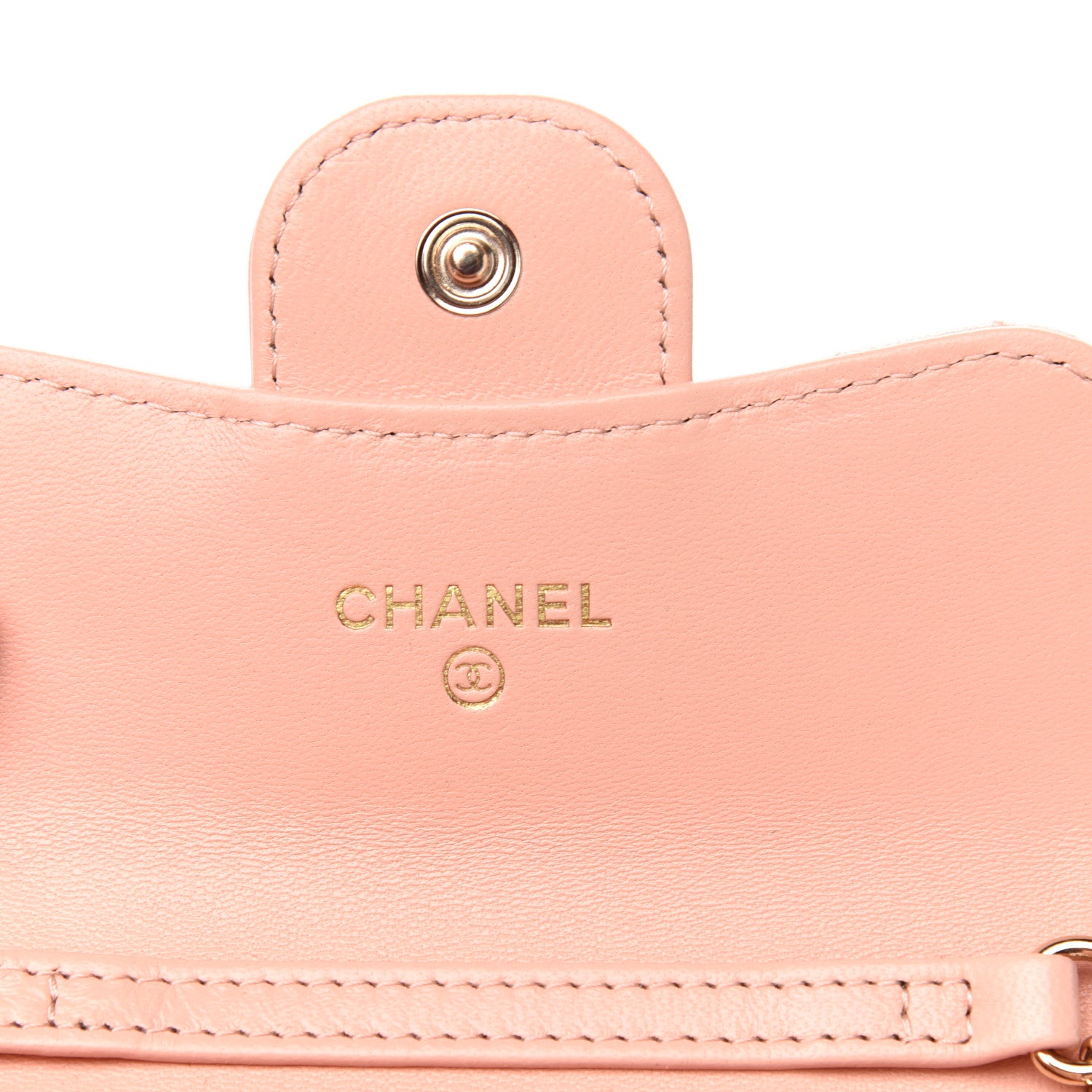 Chanel Lambskin Quilted Flap Card Holder On Chain Light Pink 6 of 12