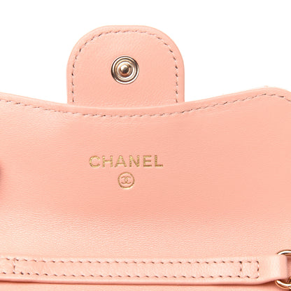 Chanel Lambskin Quilted Flap Card Holder On Chain Light Pink 6 of 12