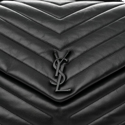 Saint Laurent Calfskin Y Quilted Monogram Monochrome Large Loulou Chain Satchel Black 9 of 14