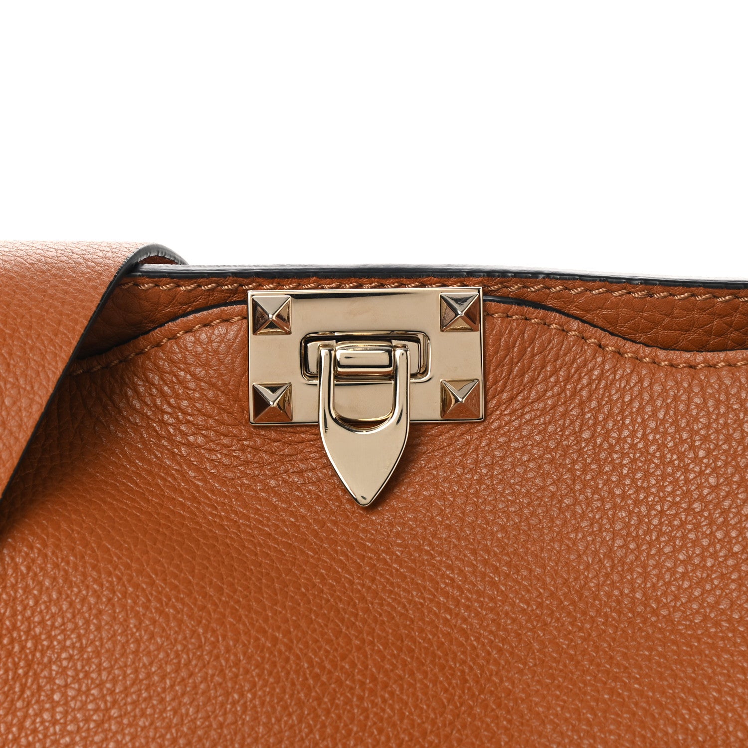 Valentino Garavani Pebbled Calfskin Large Rockstud Flip-Lock Messenger Bag Light Cuir 8 of 10