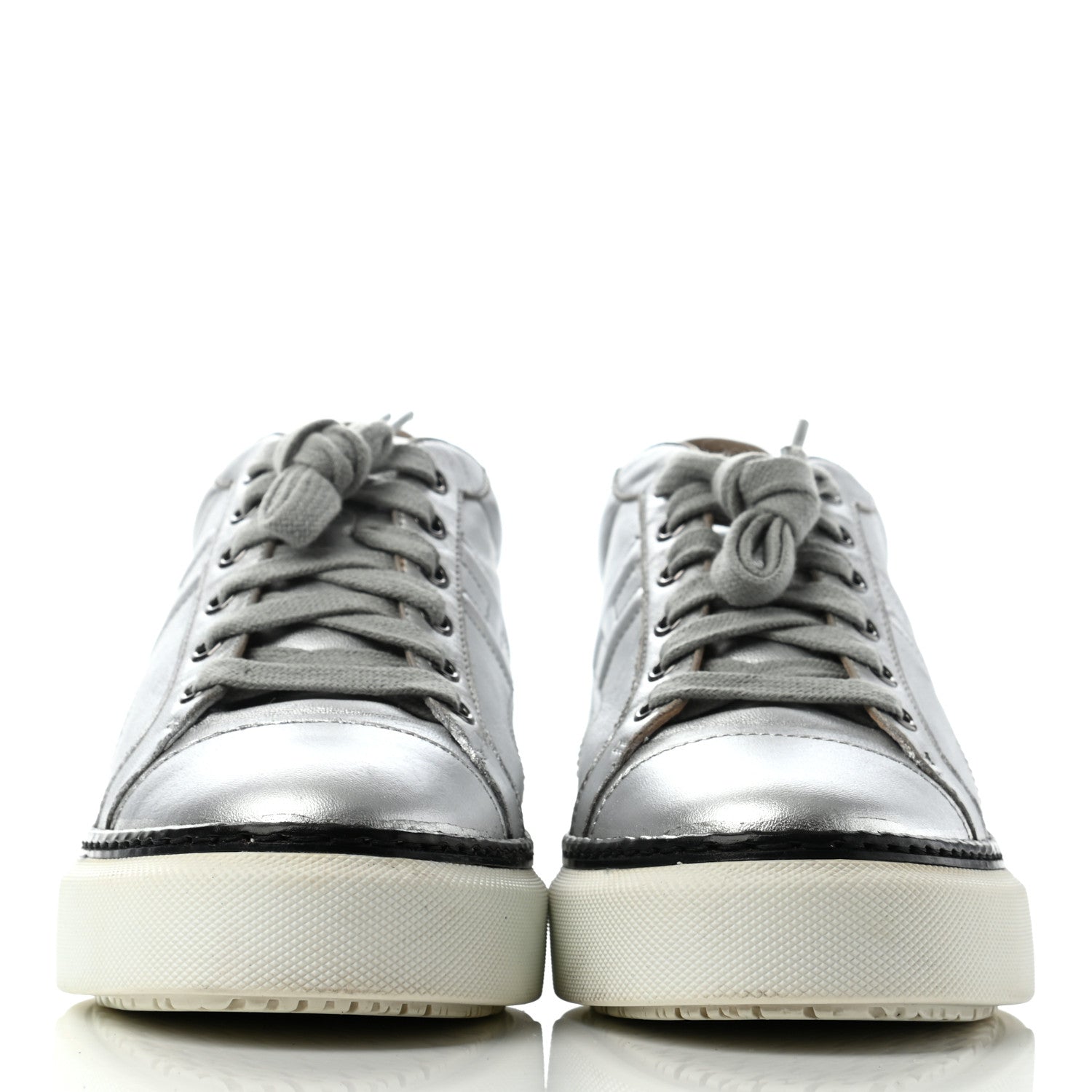Hermes Metallic Womens Polo Sneakers 38 Argente Black 2 of 14