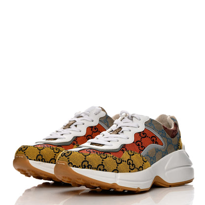 Gucci Monogram Multicolor Demetra Womens Rhyton Sneakers 38 Yellow Blue Great White Tabasco 3 of 12