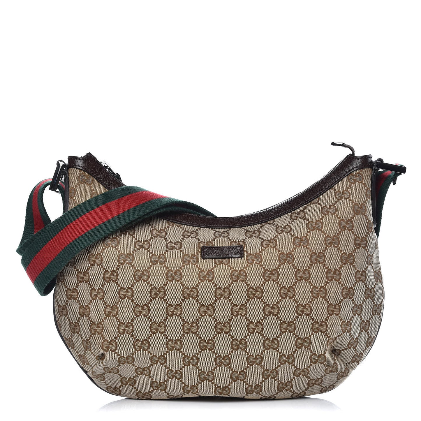 Monogram Web Medium Half Moon Hobo Dark Brown