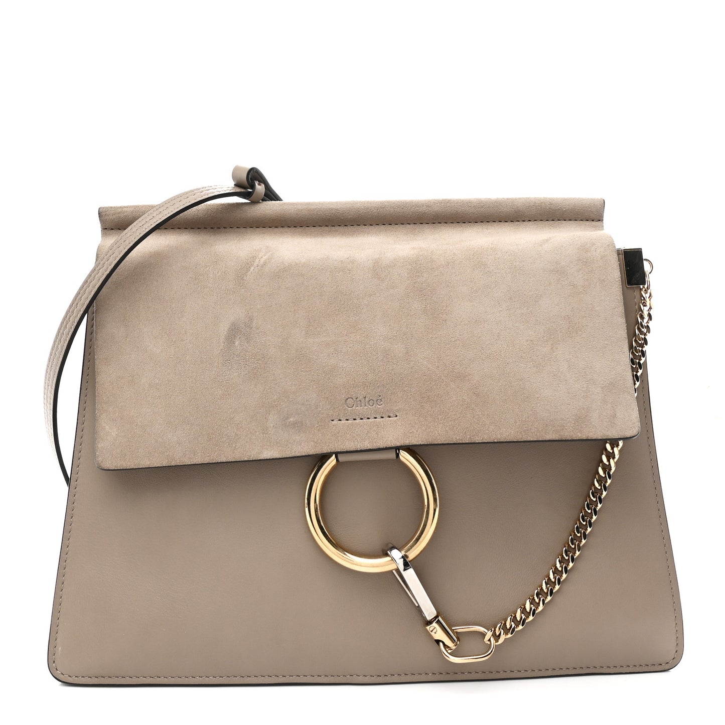 Calfskin Suede Medium Faye Shoulder Bag Motty Grey