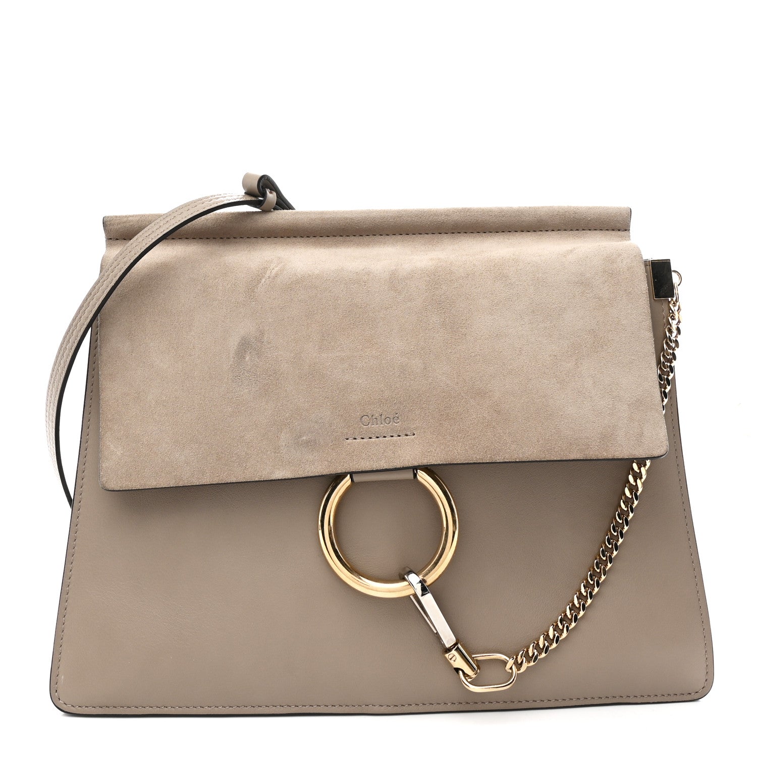 Chloe Calfskin Suede Medium Faye Shoulder Bag Motty Grey 1 of 9