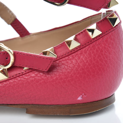 Valentino Garavani Pebble Calfskin Rockstud Cage Ballerina Flats 35.5 Deep Fuxia 13 of 13