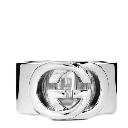 Gucci Sterling Silver 10mm Interlocking G Band Ring 54 6.75 1 of 6