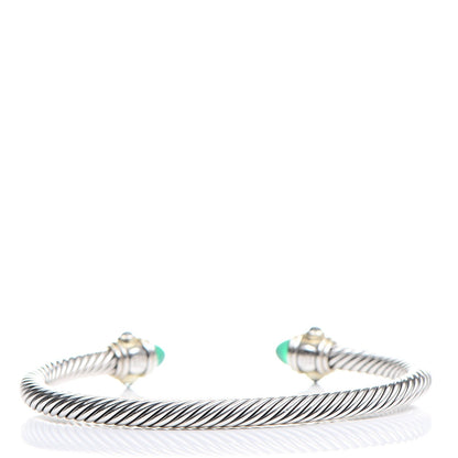 David Yurman Sterling Silver 14K Yellow Gold Green Onyx Chrome Diopside Hampton Blue Topaz 5mm Cable Renaissance Bracelet 3 of 5