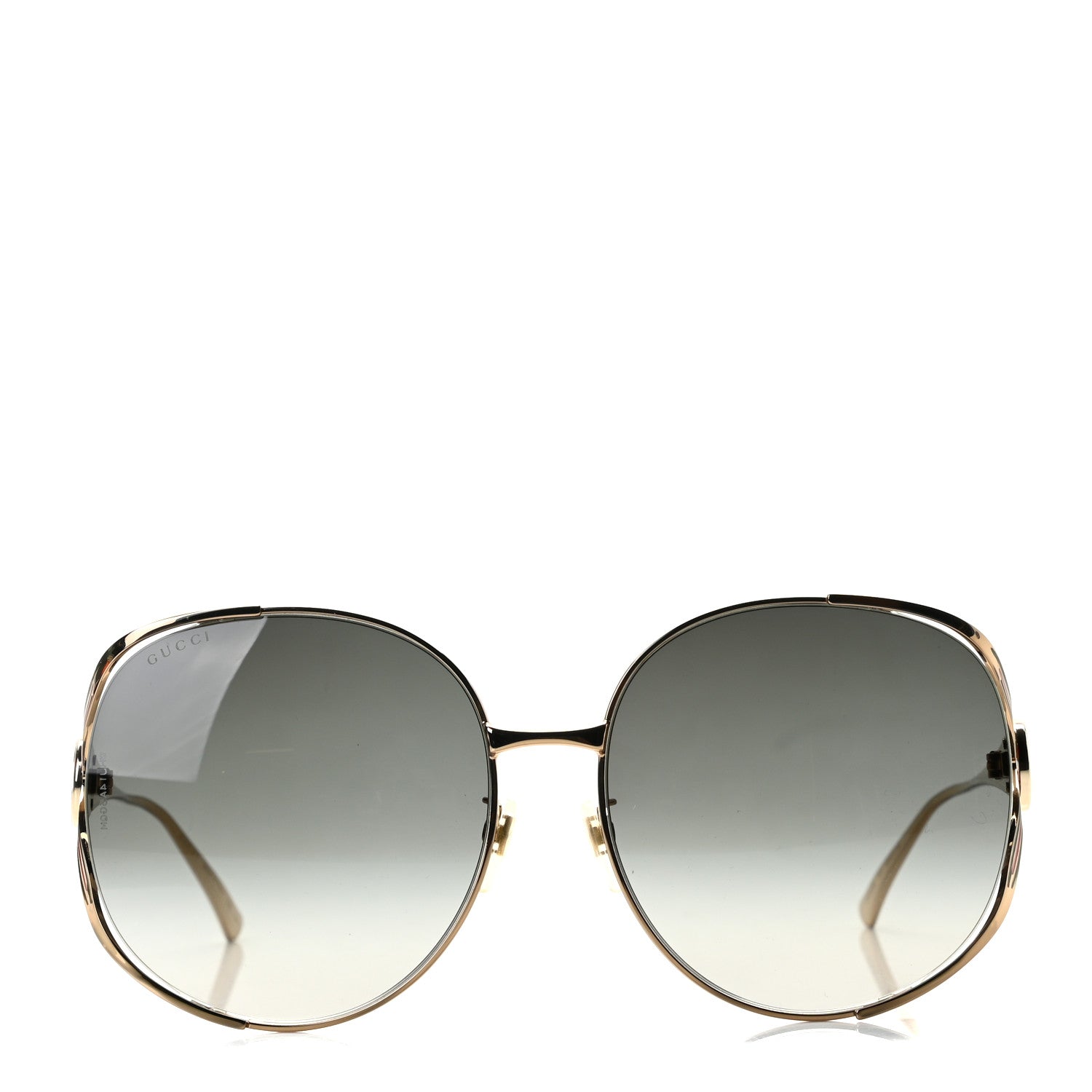 Gucci Metal Oversized Round Frame GG0225S Sunglasses Gold 2 of 6