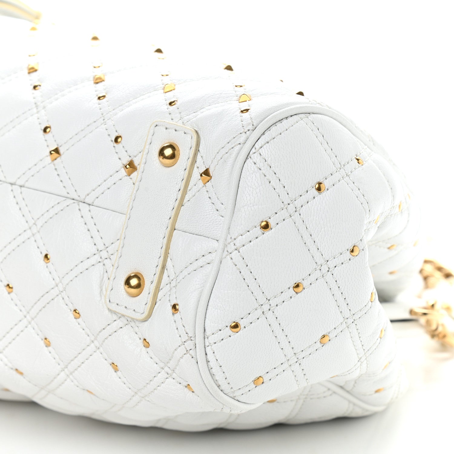 Marc Jacobs Calfskin Quilted Studded Stam White 9 of 11