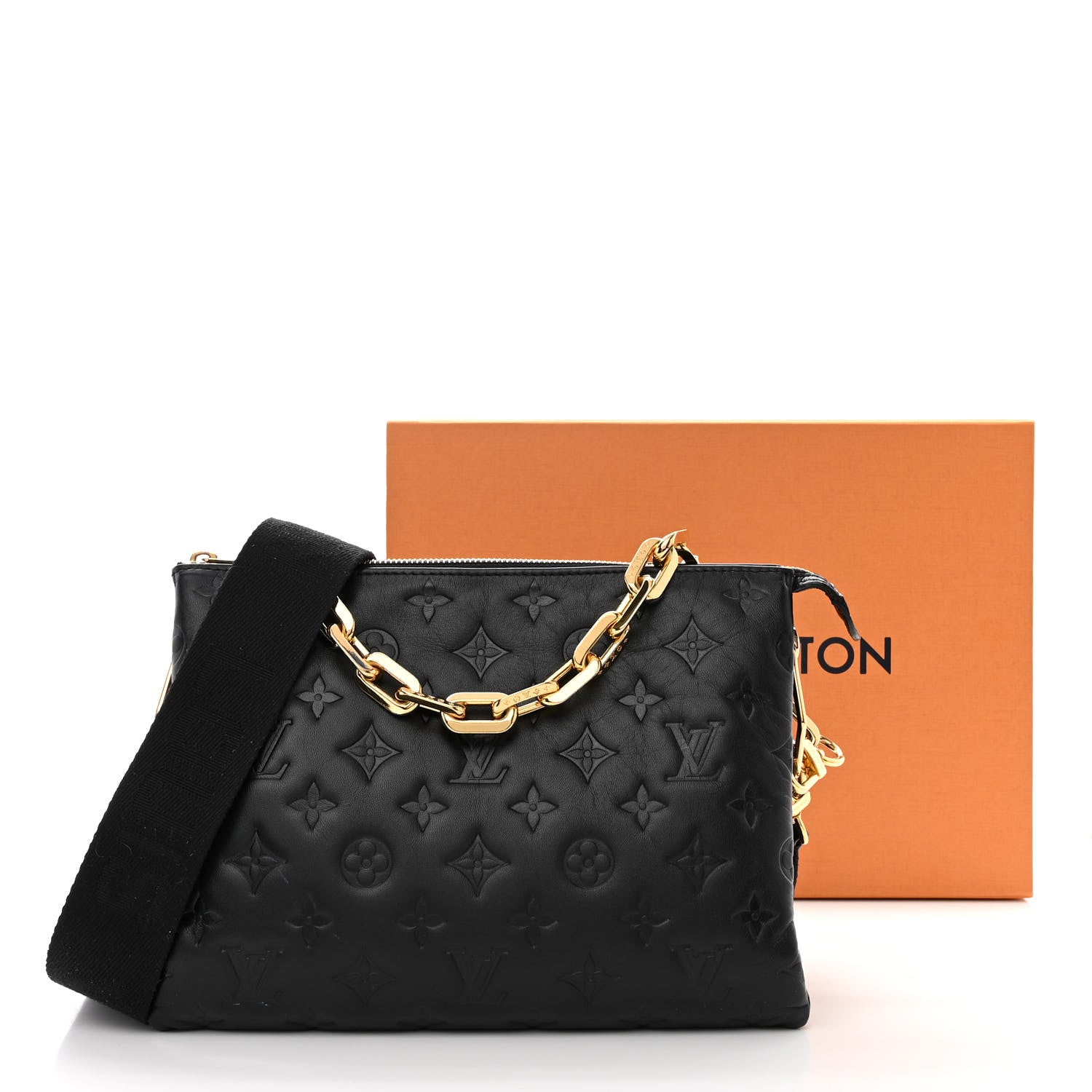 Louis Vuitton Lambskin Embossed Monogram Coussin PM Black 12 of 12