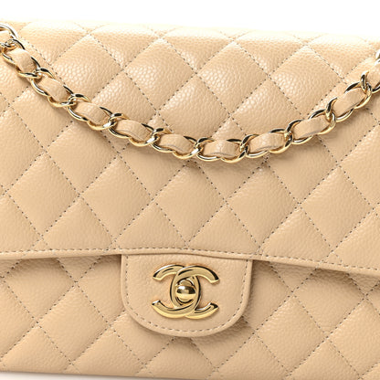 Chanel Caviar Quilted Medium Double Flap Beige 8 of 11