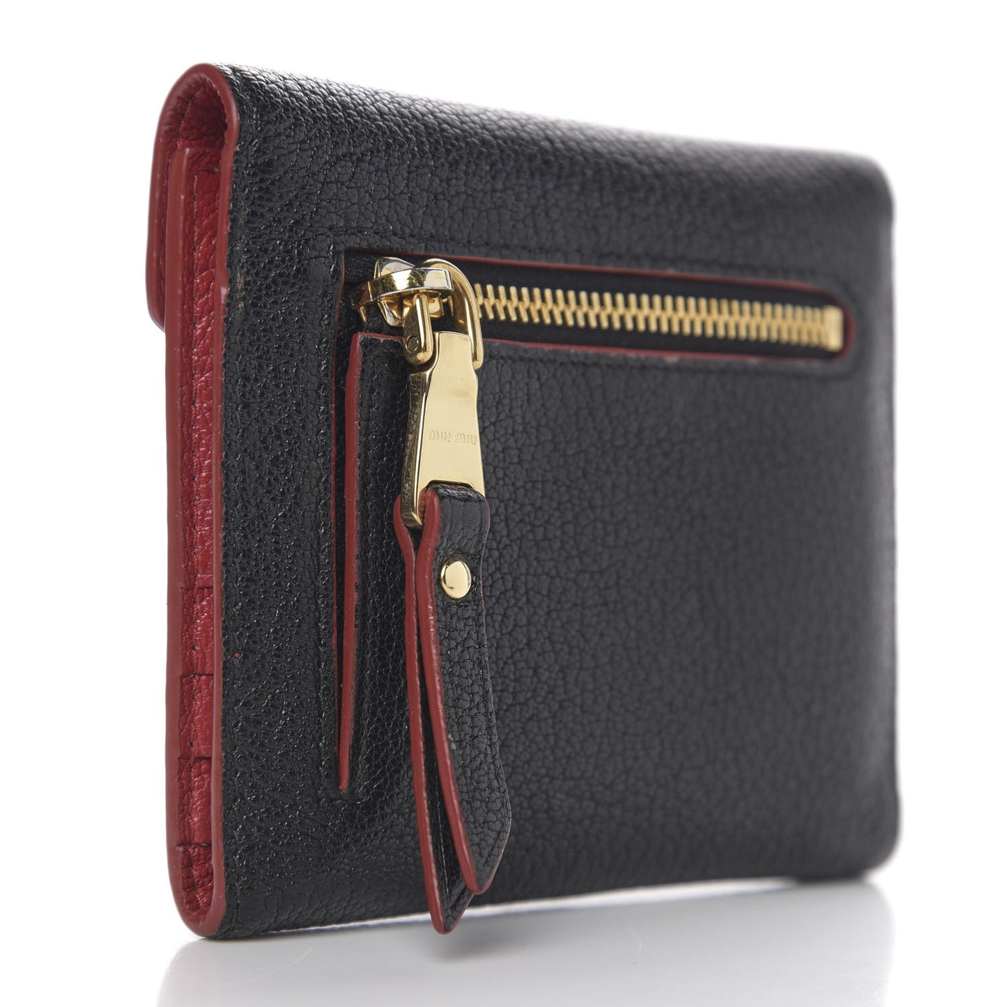 Goatskin Madras Love Compact Wallet Black