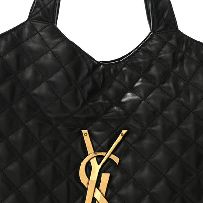 Saint Laurent Lambskin Quilted Maxi Icare Shopping Tote Black 8 of 10