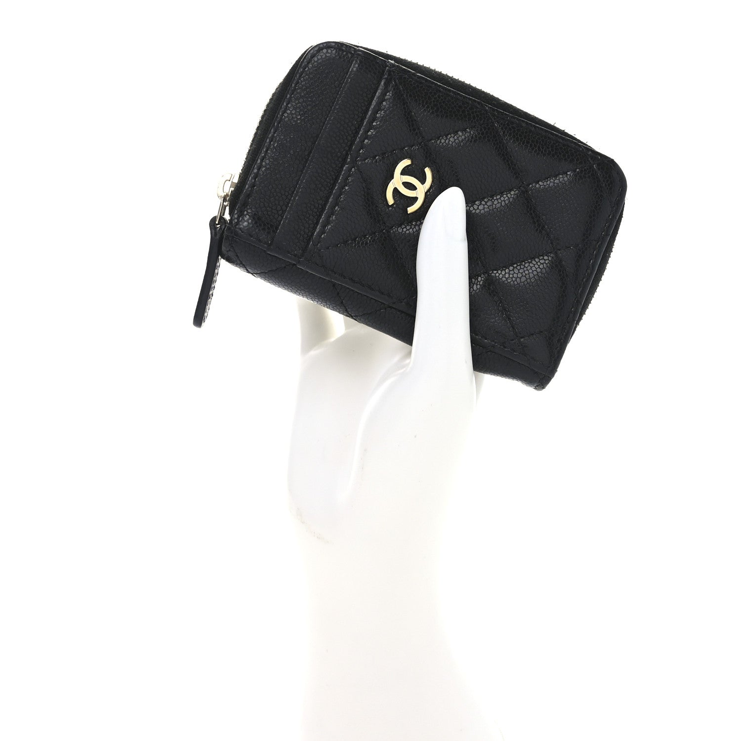 Chanel Caviar Quilted Zip Card Holder Black 2 of 7