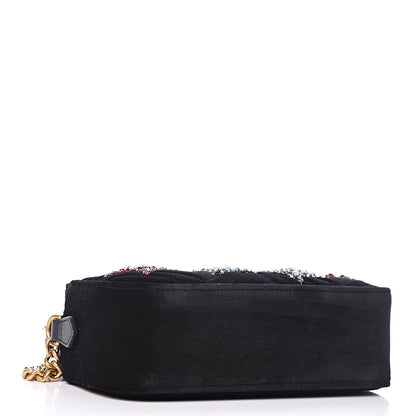 Gucci Velvet Matelasse Crystal Star Embroidered Small GG Marmont Chain Shoulder Bag Black 4 of 9