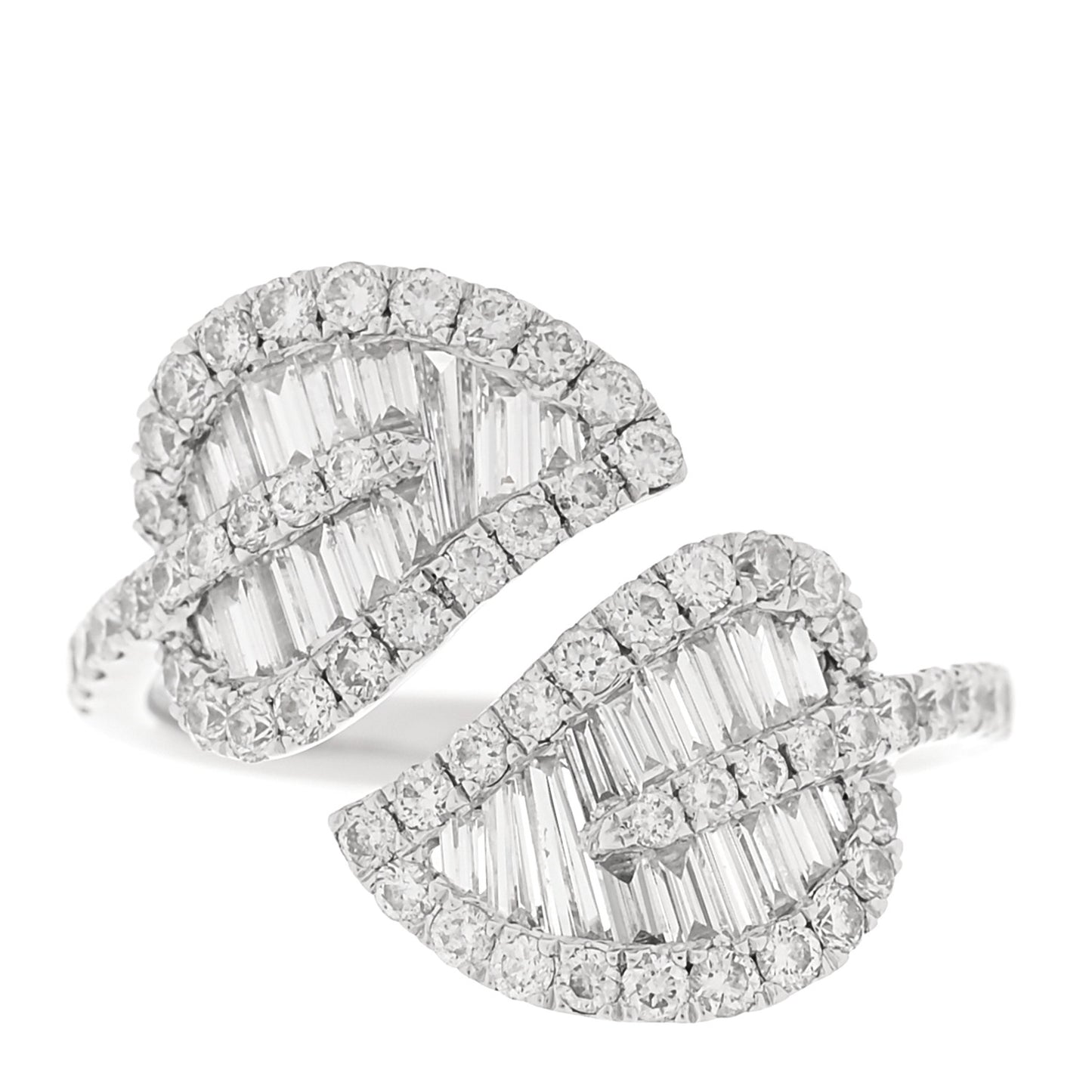 18K White Gold Diamond Medium Palm Leaf Ring 54 6.75