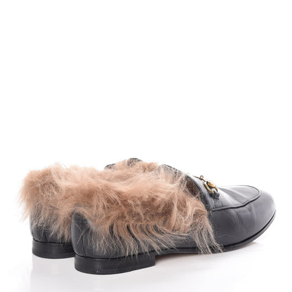 Gucci Malaga Kid Fur Womens Jordaan Loafers 39 Black Natural 4 of 13