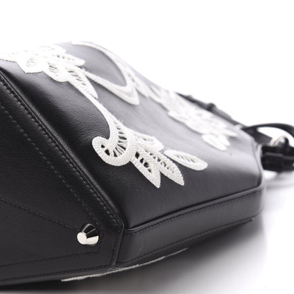 Alexander McQueen Calfskin Embroidered Bucket Bag Black White 7 of 10
