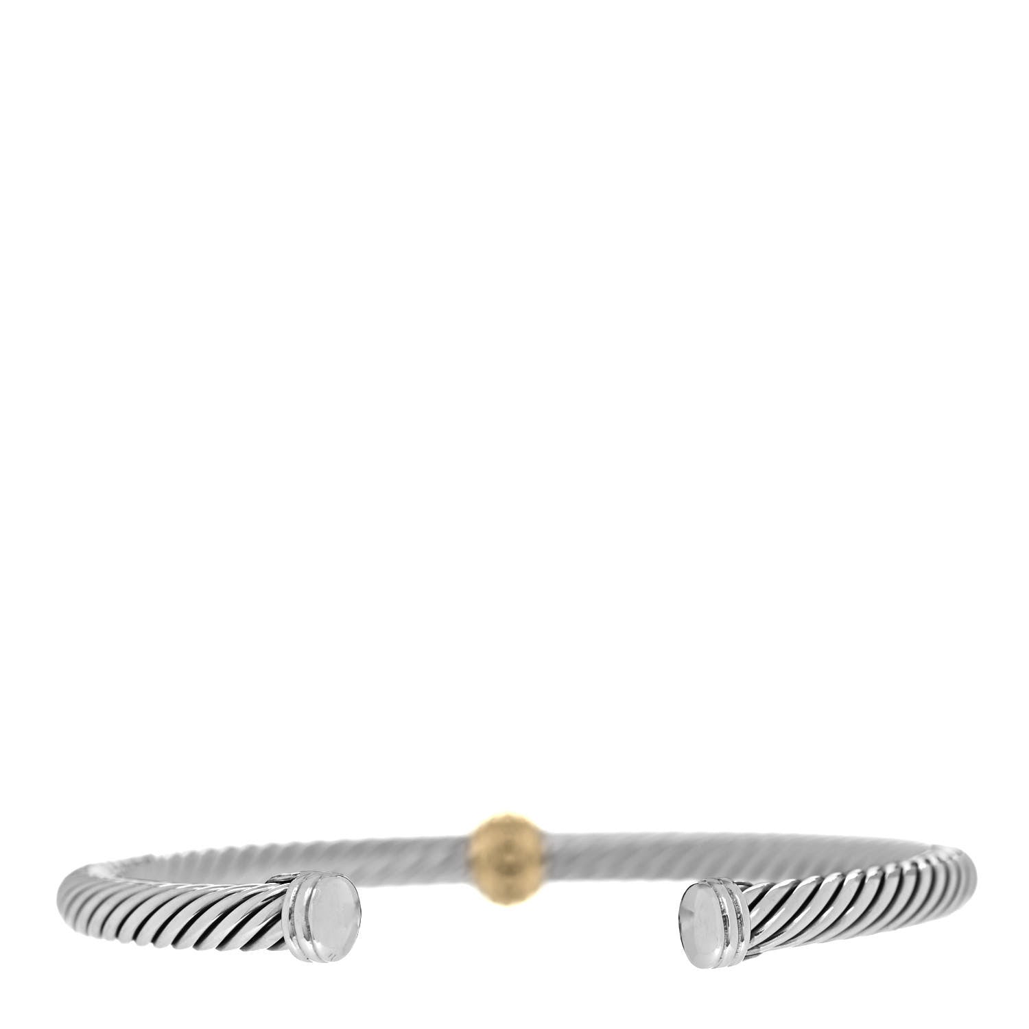 David Yurman Sterling Silver 14K Yellow Gold 5mm Station Cable Bracelet 3 of 4