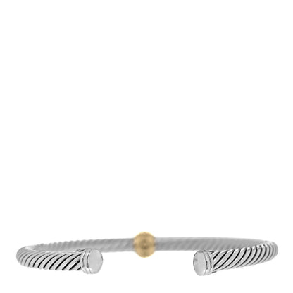 David Yurman Sterling Silver 14K Yellow Gold 5mm Station Cable Bracelet 3 of 4