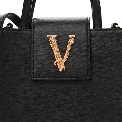 Versace Saffiano Virtus Top Handle Shoulder Bag Black 7 of 7
