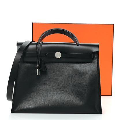 Hermes Toile H Berline Vache Hunter Herbag Zip PM 31 Black Ecru 11 of 11