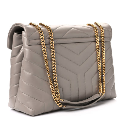 Saint Laurent Calfskin Y Quilted Monogram Medium Loulou Chain Satchel Grey Brown 2 of 8
