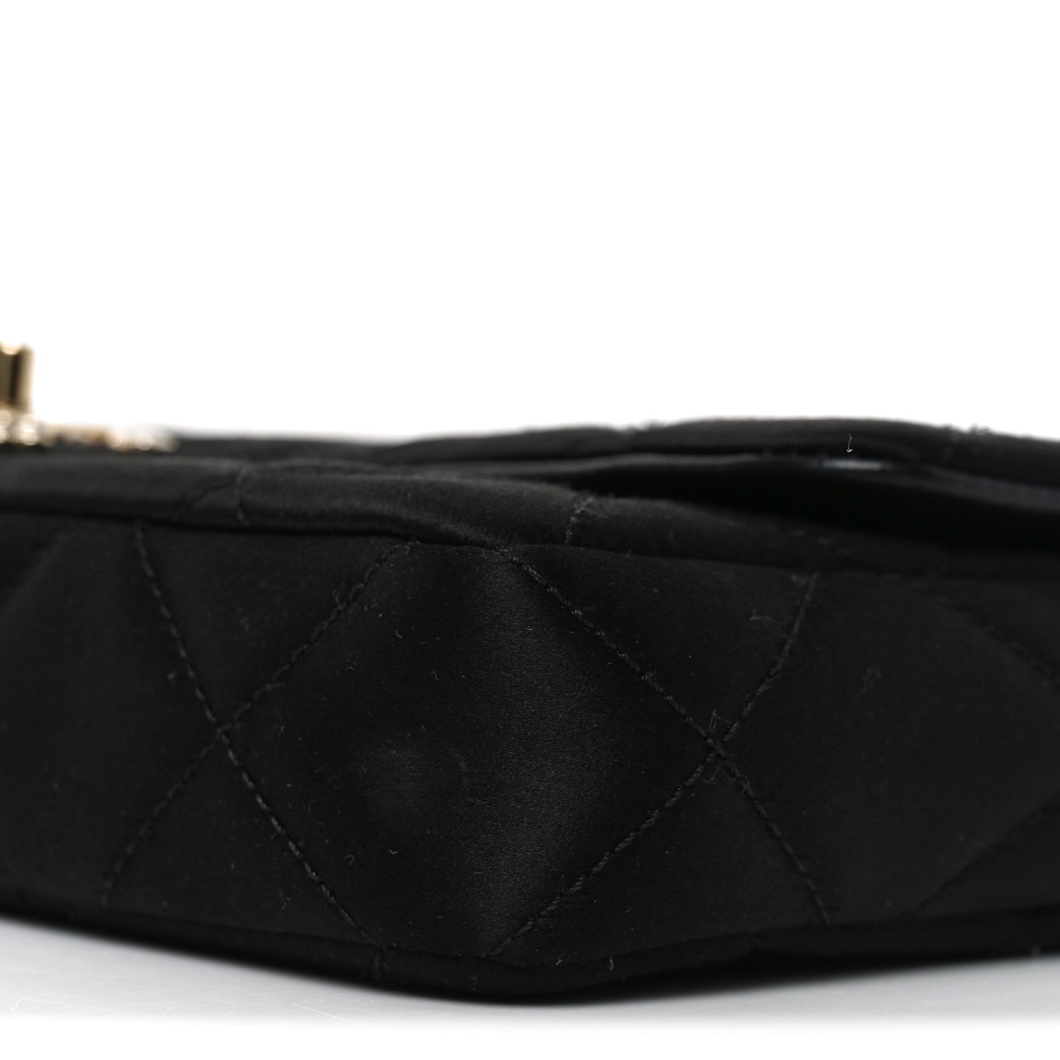 Chanel Satin Quilted Pearl CC Flap Clutch Black 10 of 10