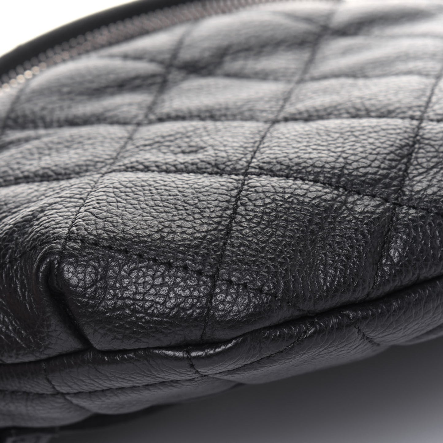 Grained Calfskin Quilted Waist Belt Bag Black