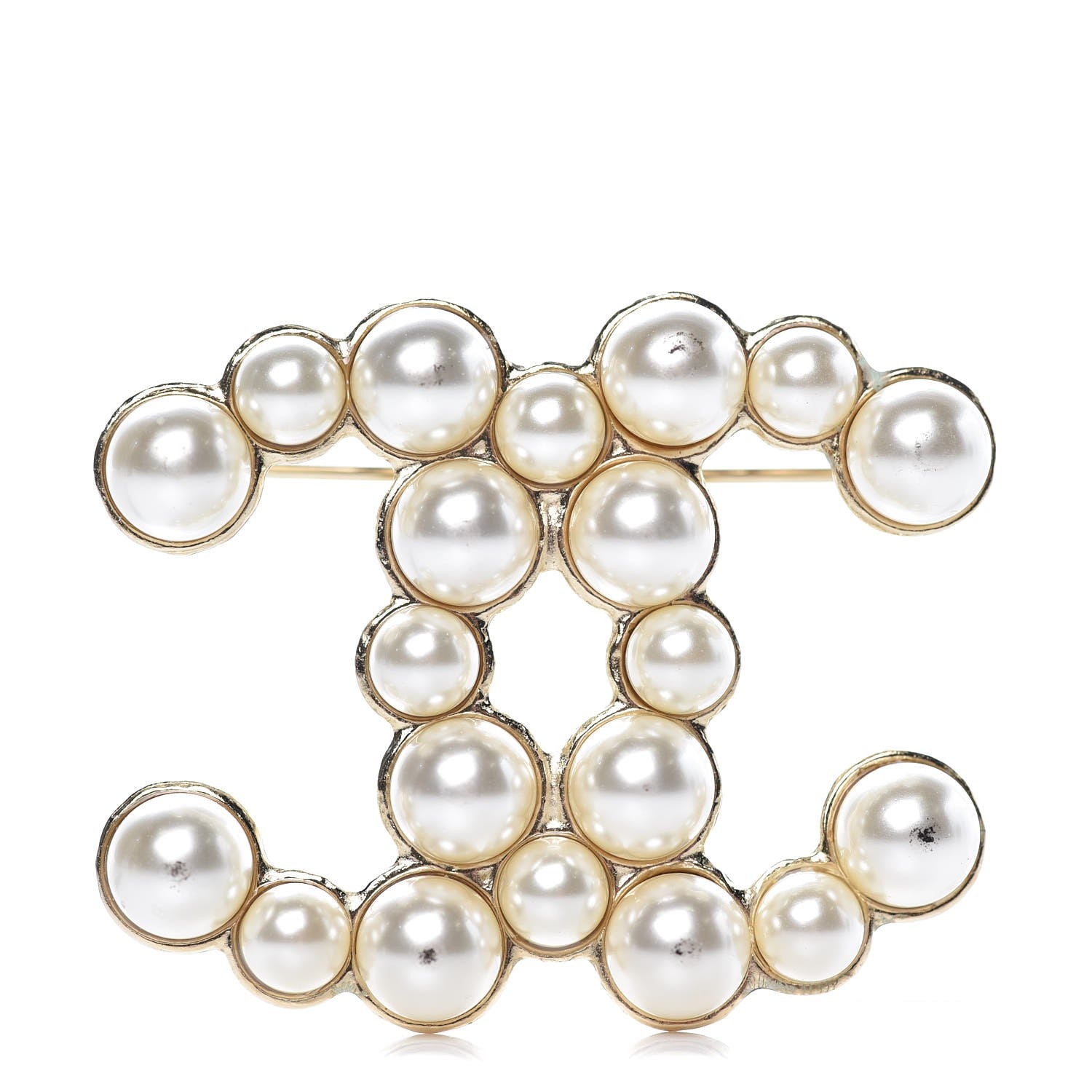 Chanel Pearl CC Brooch Pin Gold 1 of 9