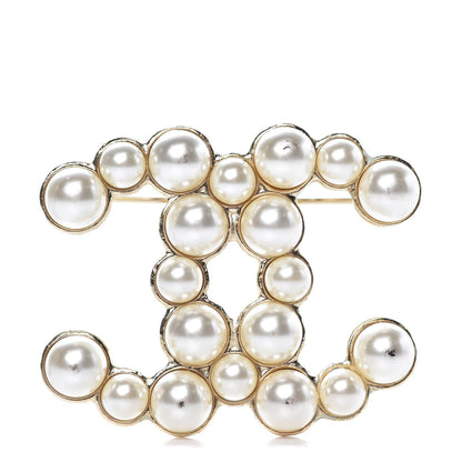 Chanel Pearl CC Brooch Pin Gold 1 of 9