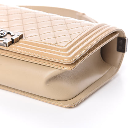 Chanel Patent Calfskin Enamel Quilted Medium Boy Flap Beige 9 of 11