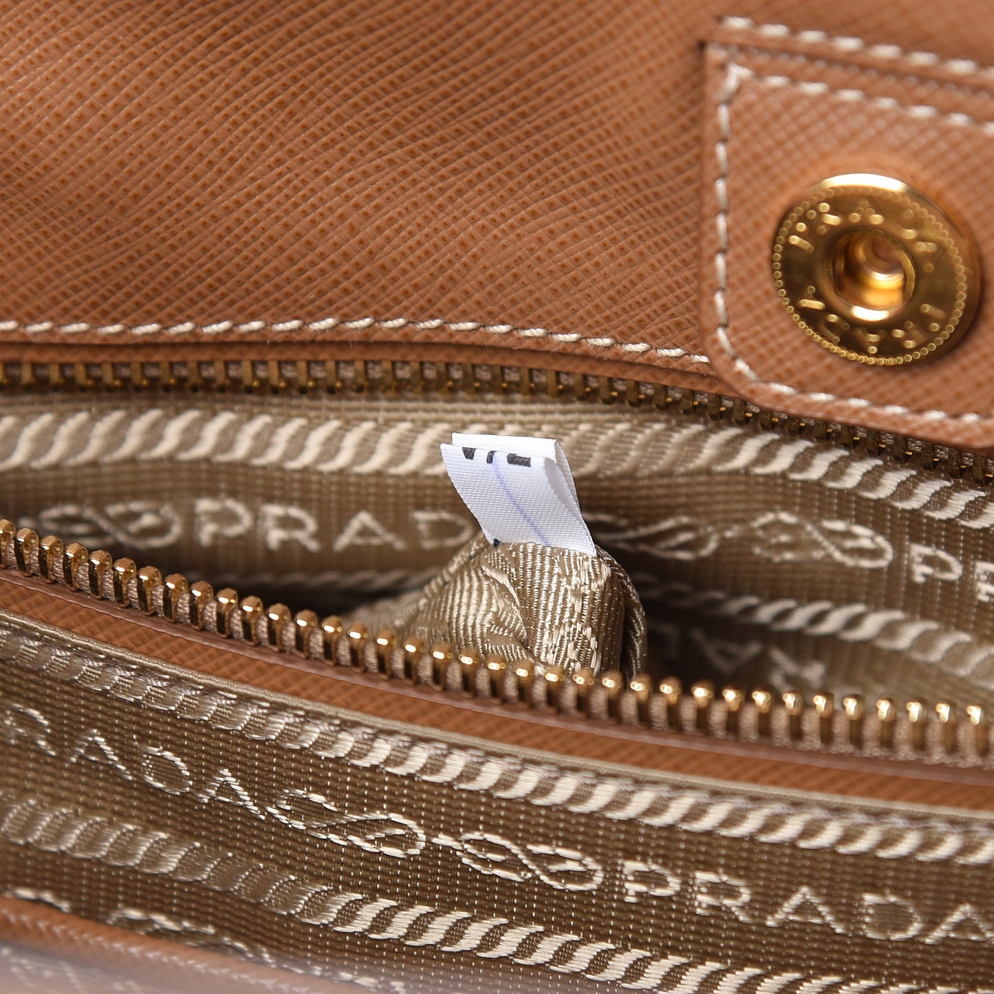 Saffiano Lux Medium Bi-Color Tote Caramel Mimosa