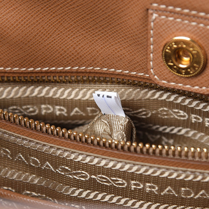Prada Saffiano Lux Medium Bi-Color Tote Caramel Mimosa 8 of 13