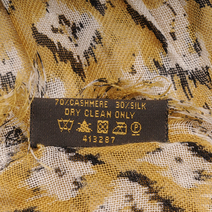 Louis Vuitton Cashmere Silk Mongram Ikat Stole Moutard 6 of 6