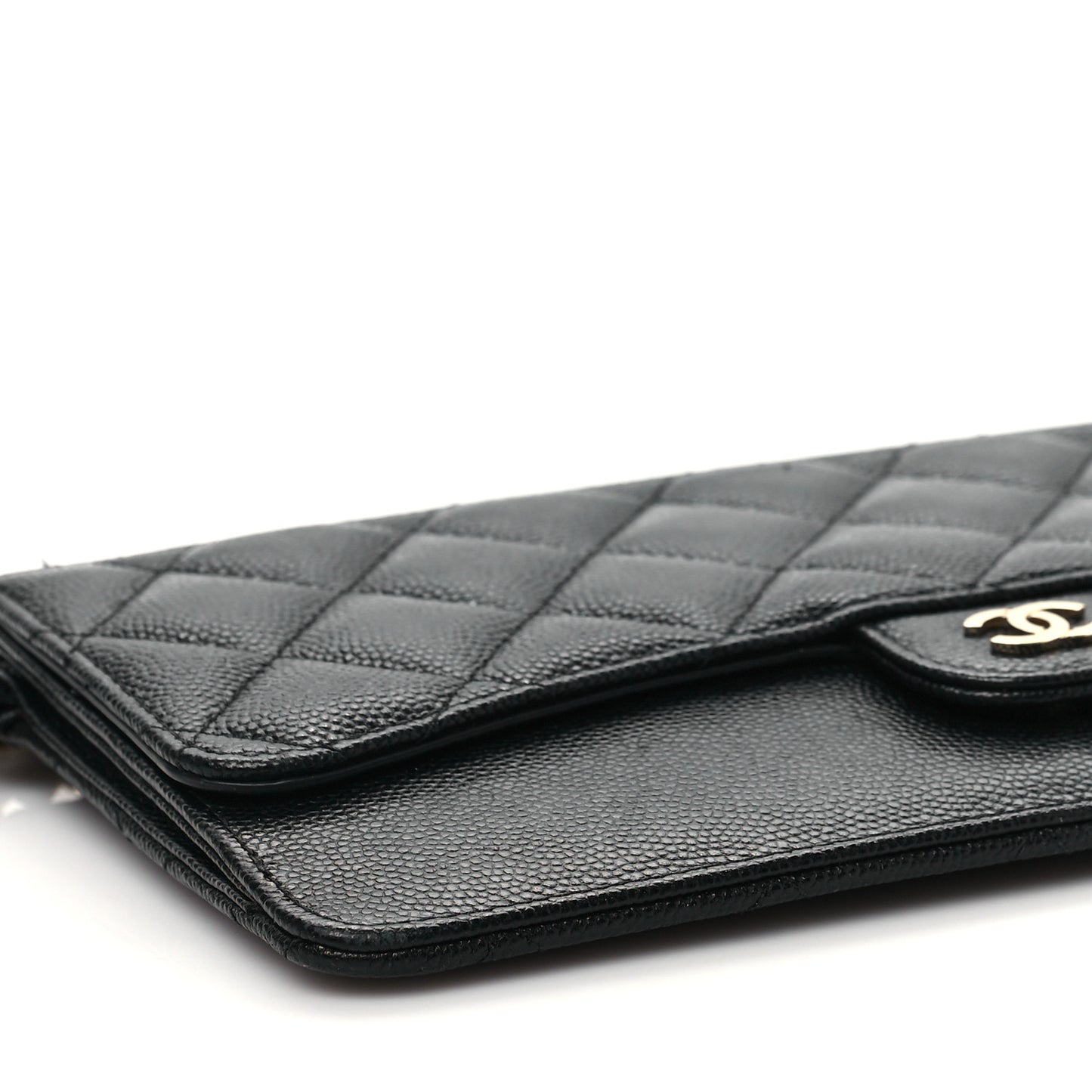 Caviar Quilted Classic Pouch With Handle Black