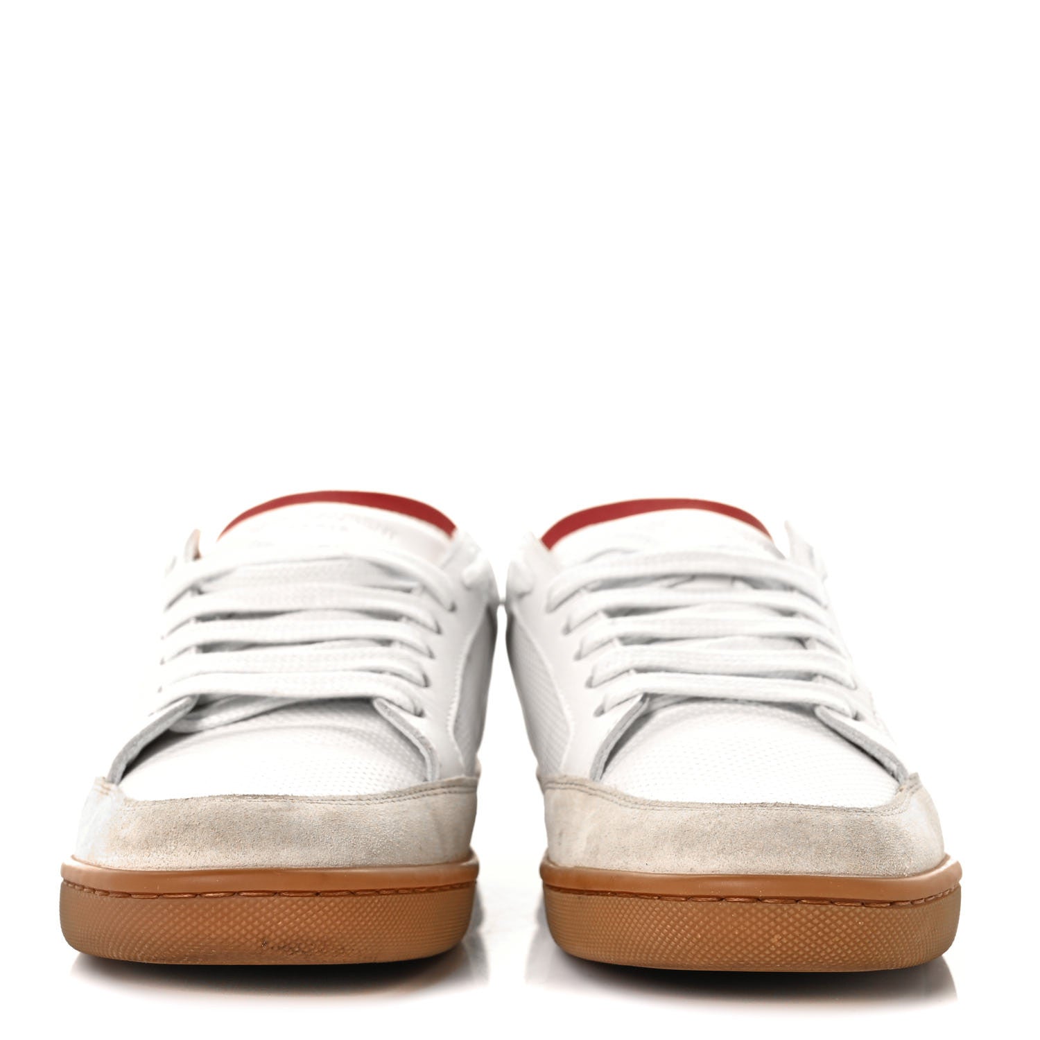 Saint Laurent Calfskin Perforated Suede SL10 Court Classic Low Top Sneakers 37 White 2 of 10