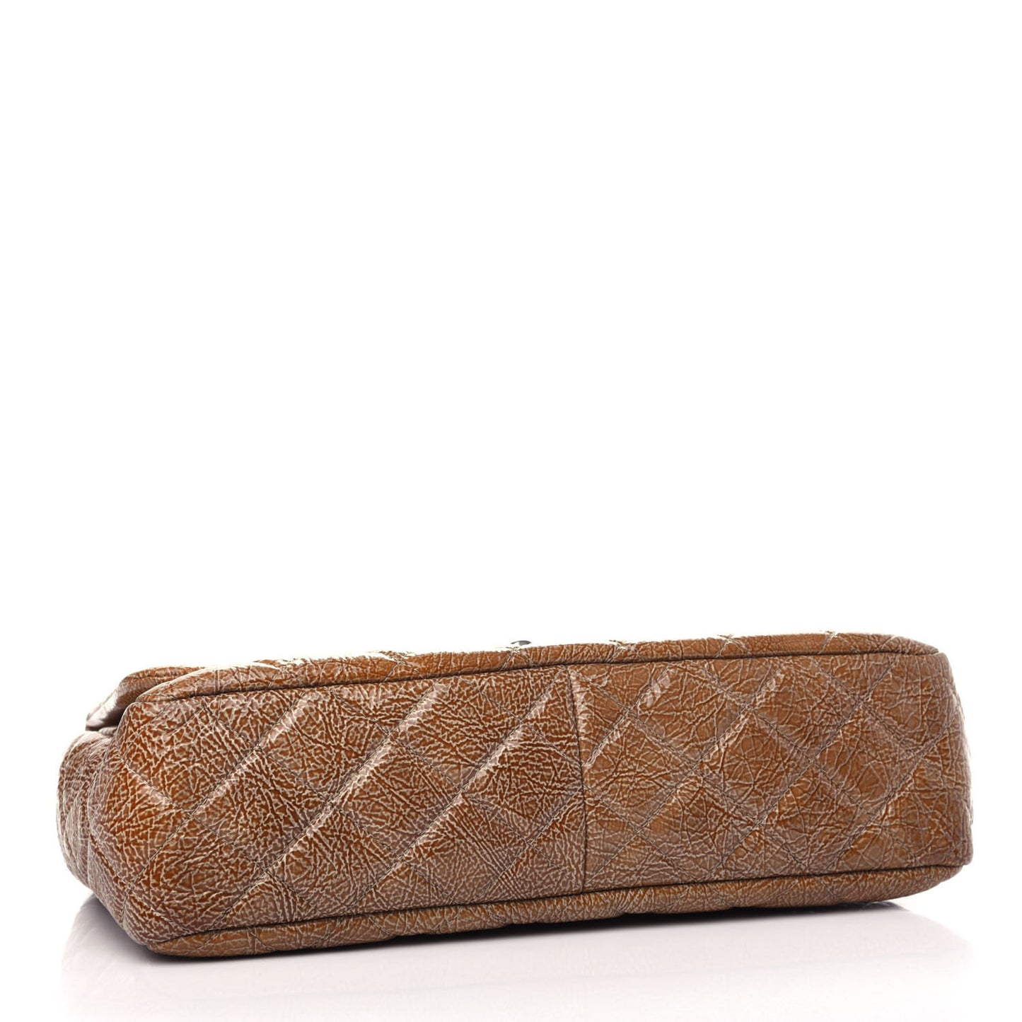 Crinkled Patent Quilted Jumbo Single Flap Beige