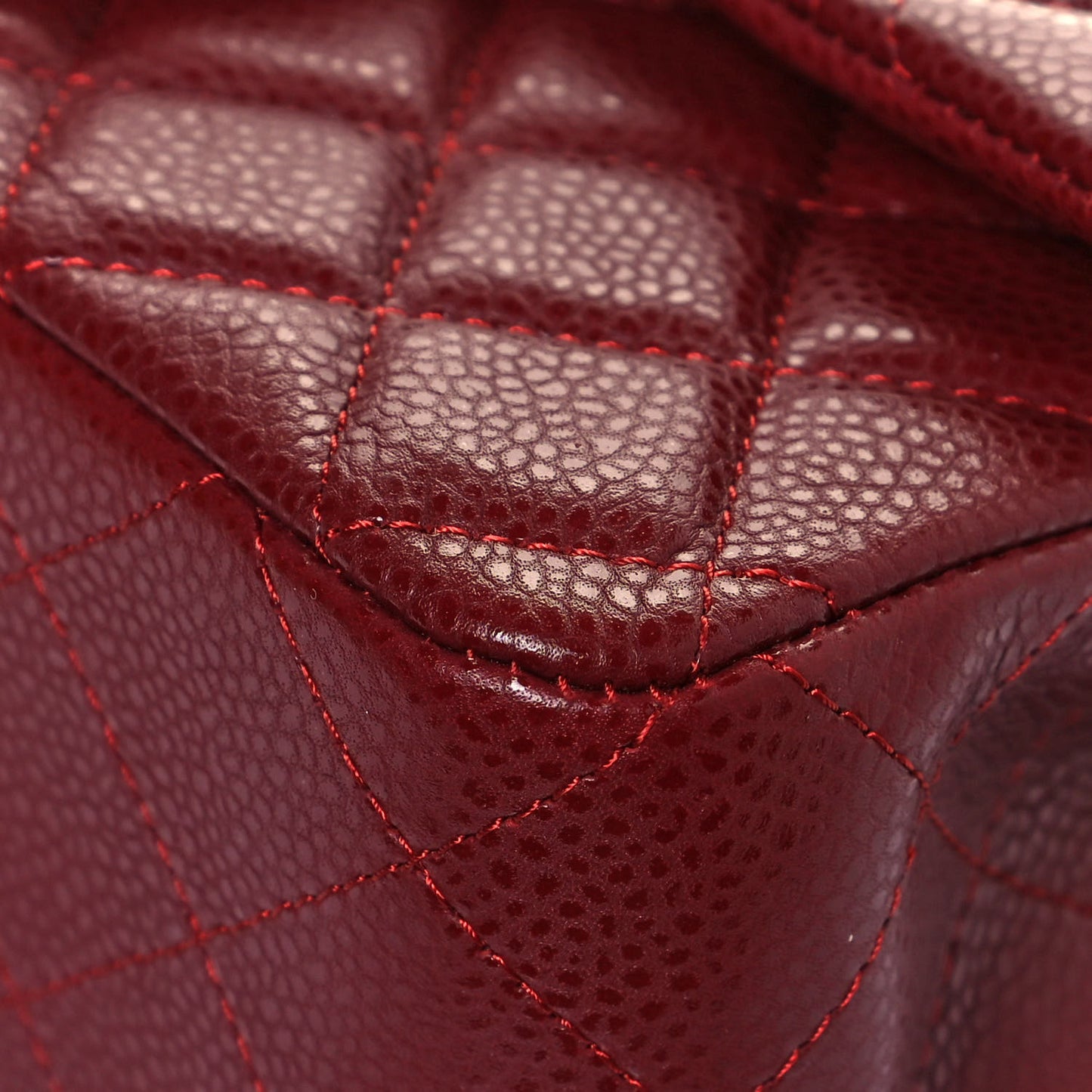Caviar Quilted Mini Rectangular Flap Dark Red