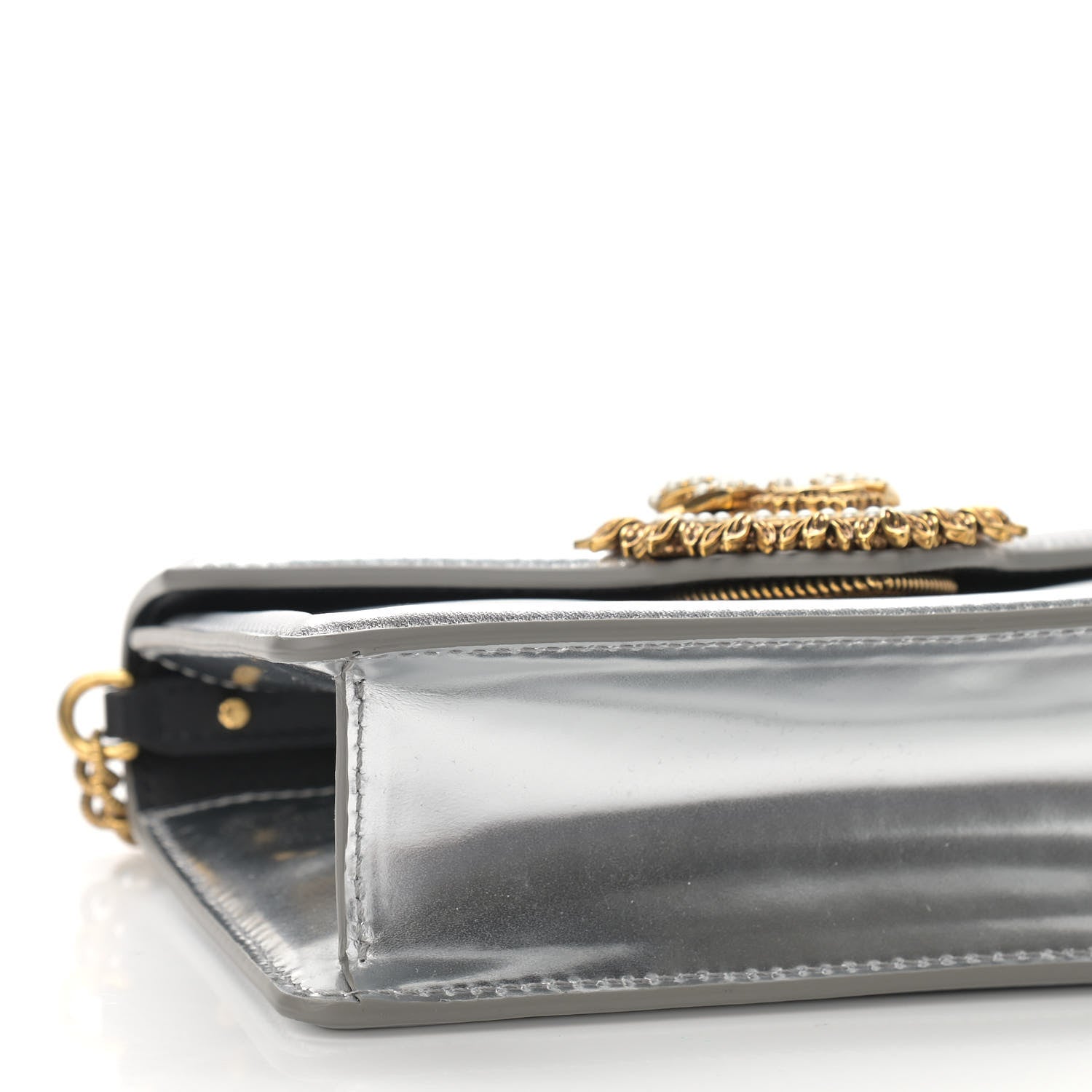 Dolce & Gabbana Metallic Nappa Small Devotion Top Handle Bag Silver 5 of 11