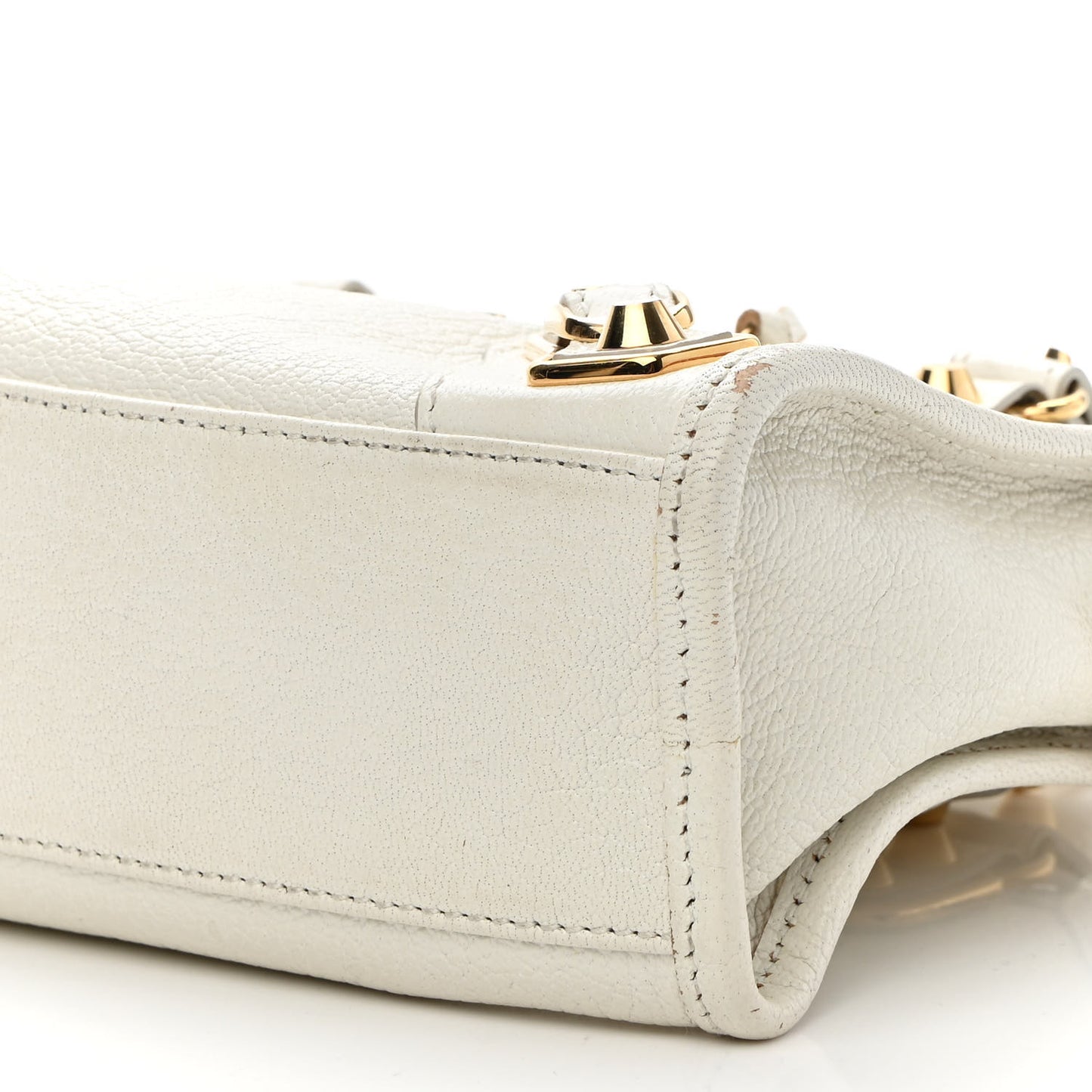 Chevre Gold Metallic Edge Hardware Mini City White