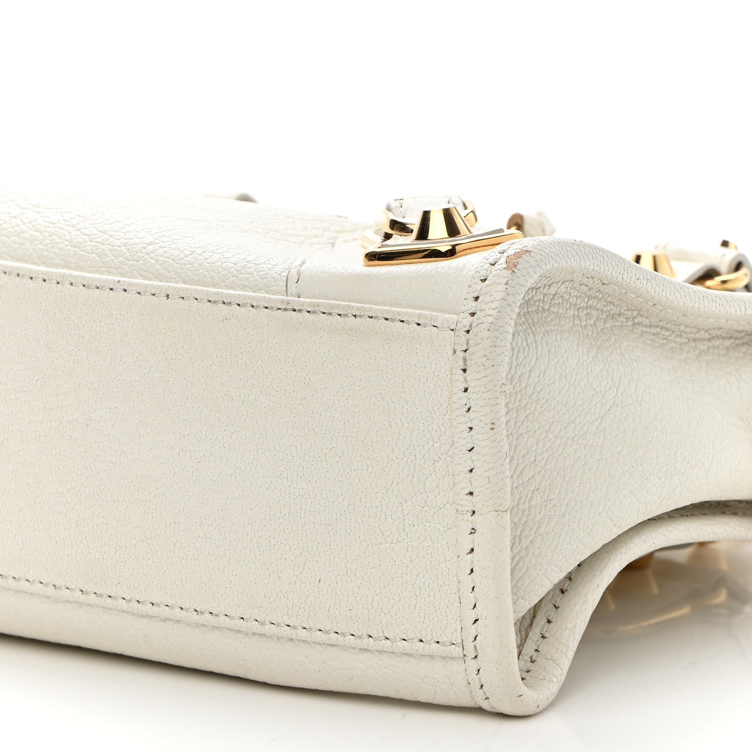 Balenciaga Chevre Gold Metallic Edge Hardware Mini City White 9 of 14