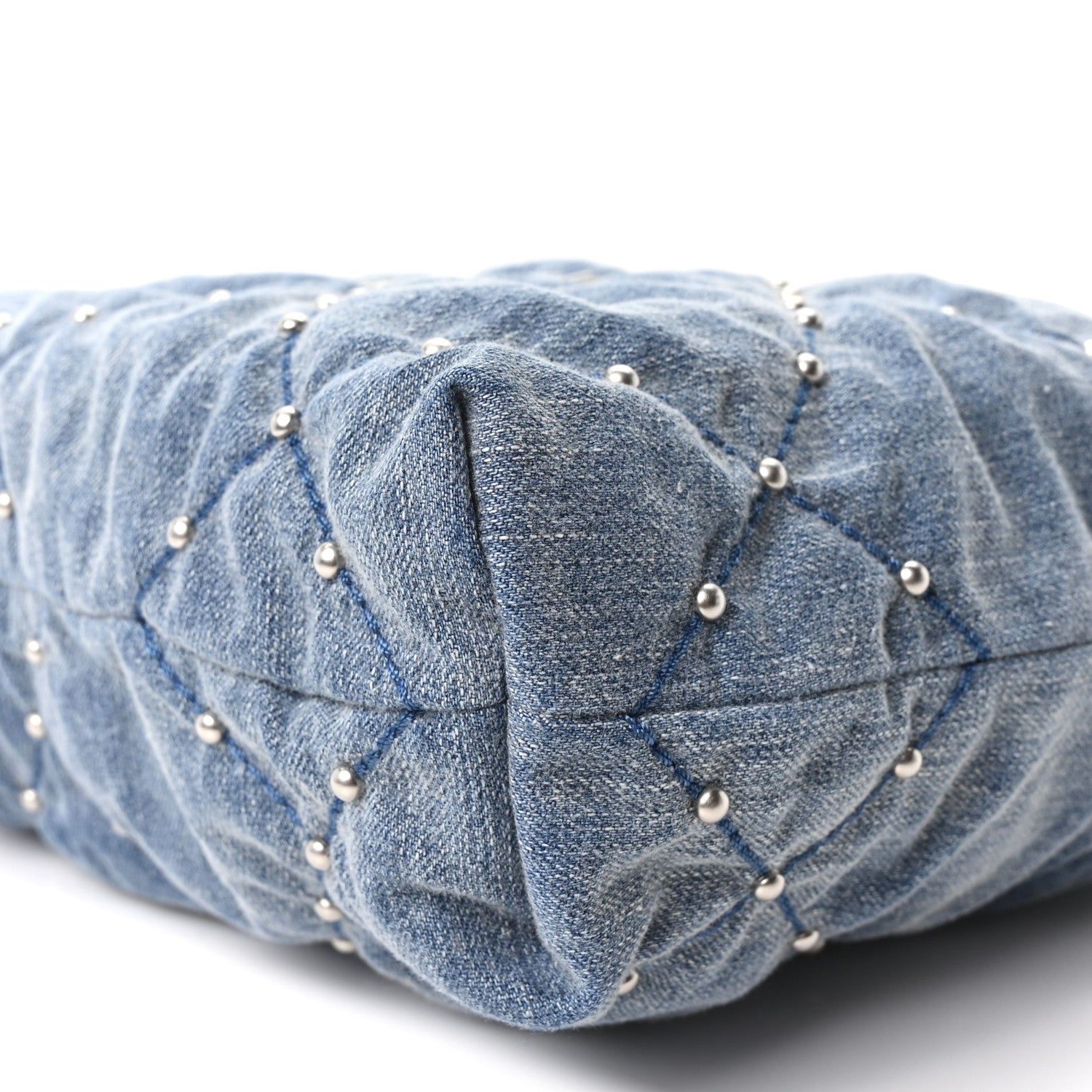 Chanel Washed Denim Quilted Studded Small Chanel 22 Blue 11 of 11