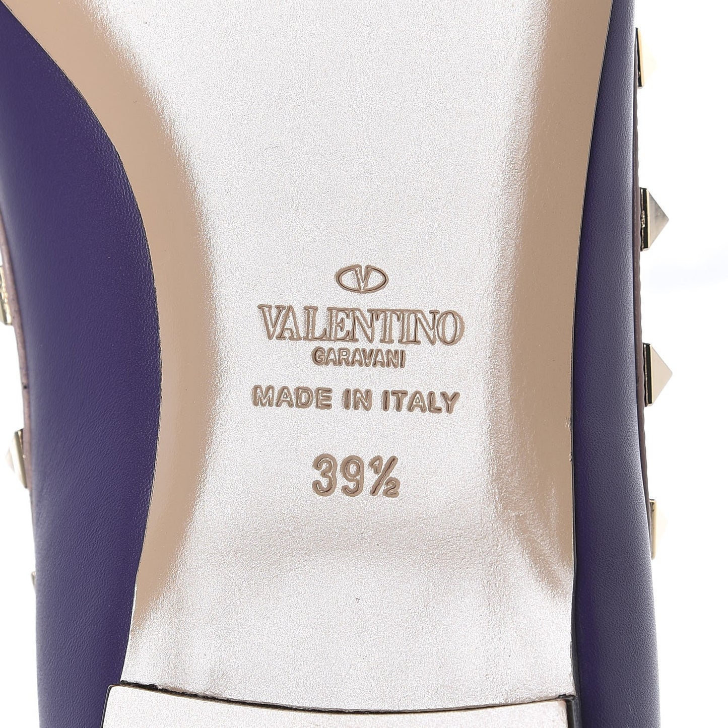 Calfskin Rockstud Ballerina Flats 39.5 Purple Poudre