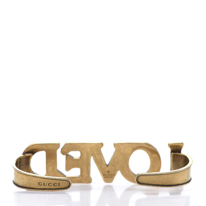Gucci Metal Crystal Loved Palm Cuff Hand Piece Aged Gold 4 of 6
